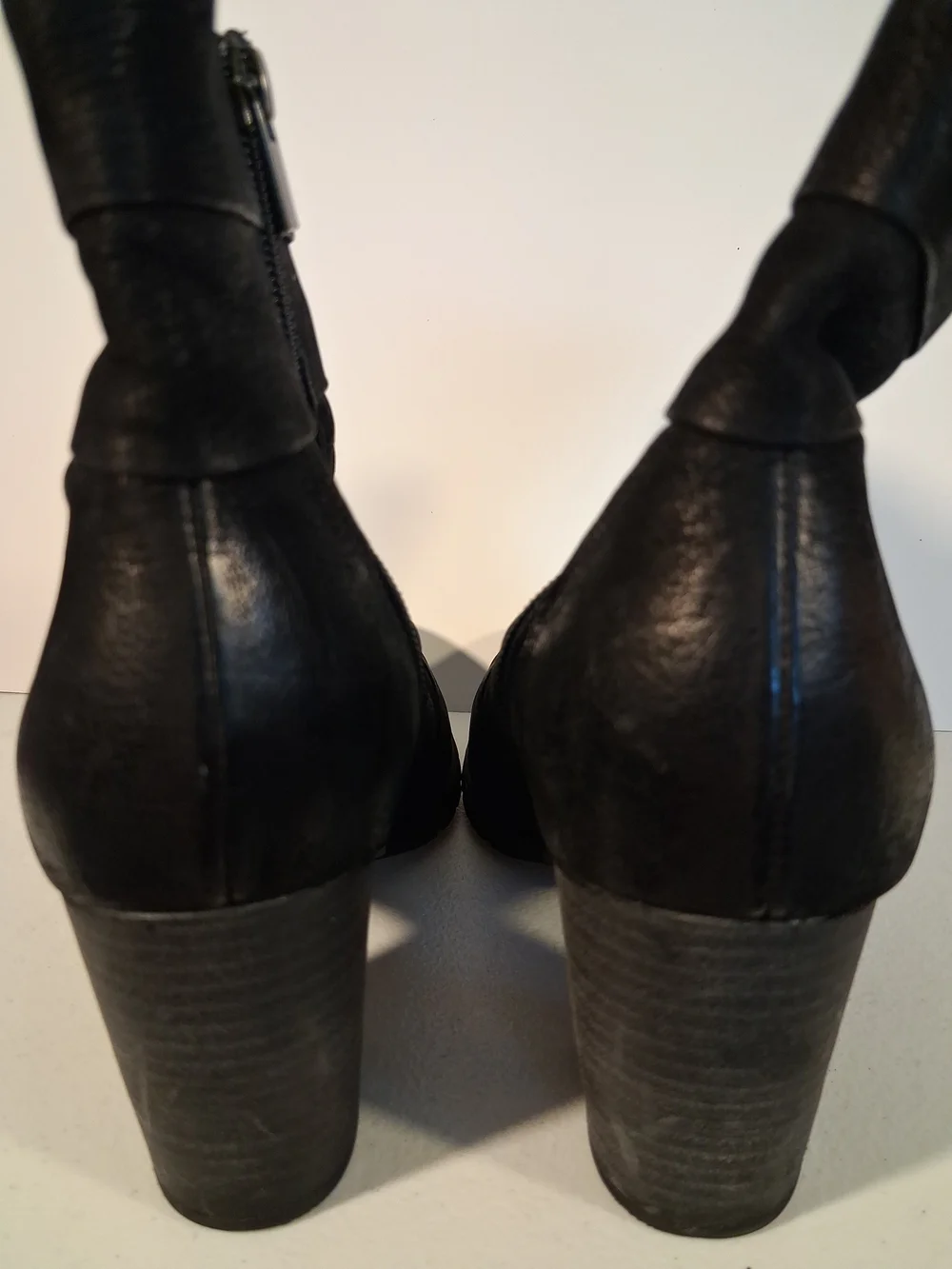 CLARKS Women's Shoes Black Suede Leather Block Heel Zip Ankle Boots Size 9.5